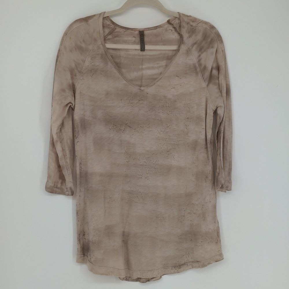 XCVI Women's Silk Blend Shirt‎ Size Small Abstract Desert Lightweight Semi Sheer